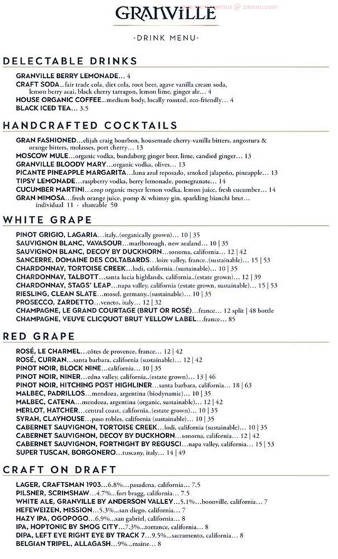 granville pasadena ca|granville menu with prices.